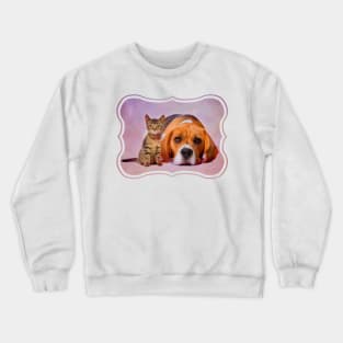 Beagle dog and kitten Crewneck Sweatshirt